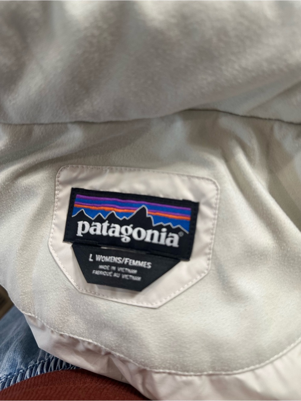Patagonia Women’s Hooded Puffer Jacket – Size Large – Ivory/Cream SZ L - Picture 5 of 10